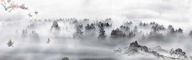 水墨背景山画山画图新中式山画