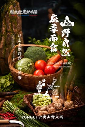 餐饮云贵山野火锅宣传海报