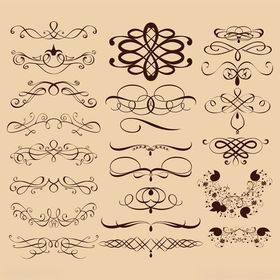 复古手绘装饰花纹集合