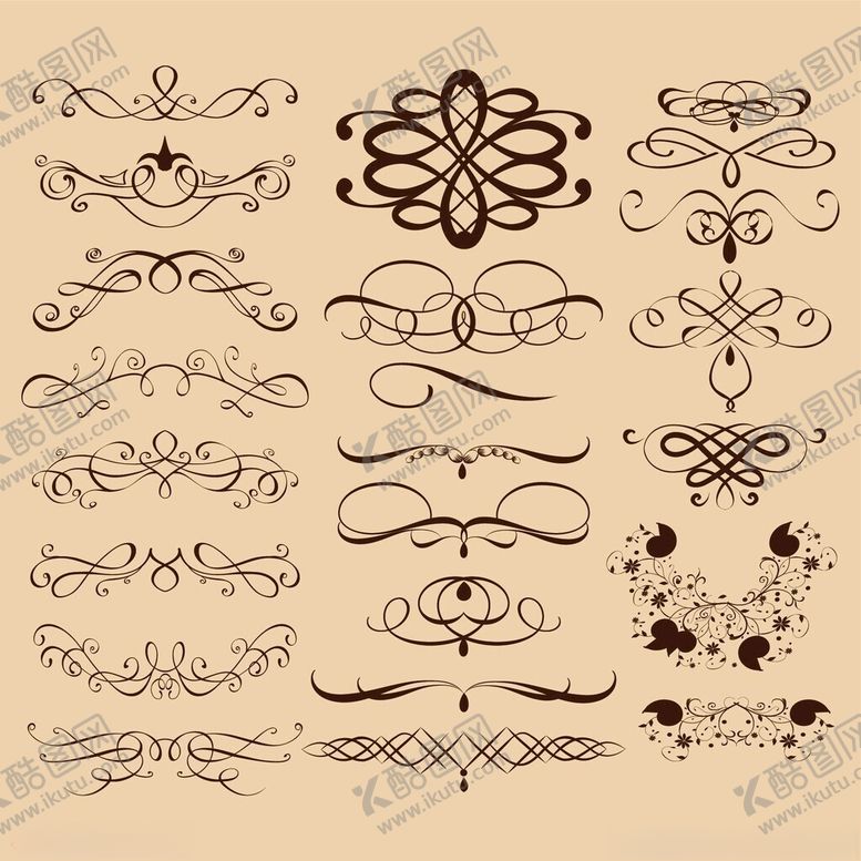编号：97878711181340428921【酷图网】源文件下载-复古手绘装饰花纹集合
