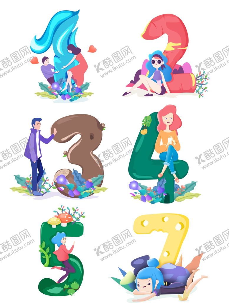 编号：67299803131120103602【酷图网】源文件下载-1234567数字矢量创意插画