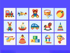 多彩儿童玩具图标集合