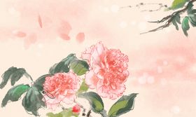 双色鹿复古国风插画卡通背景素材