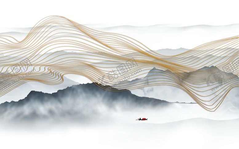 编号：98166409200731124755【酷图网】源文件下载-抽象线条山水背景墙