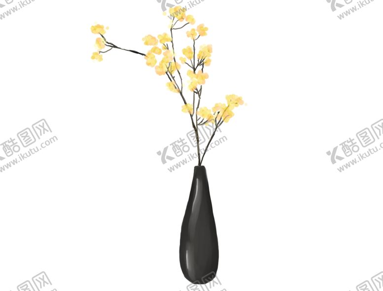 编号：13922901271143571583【酷图网】源文件下载-黄色清新花朵花瓶