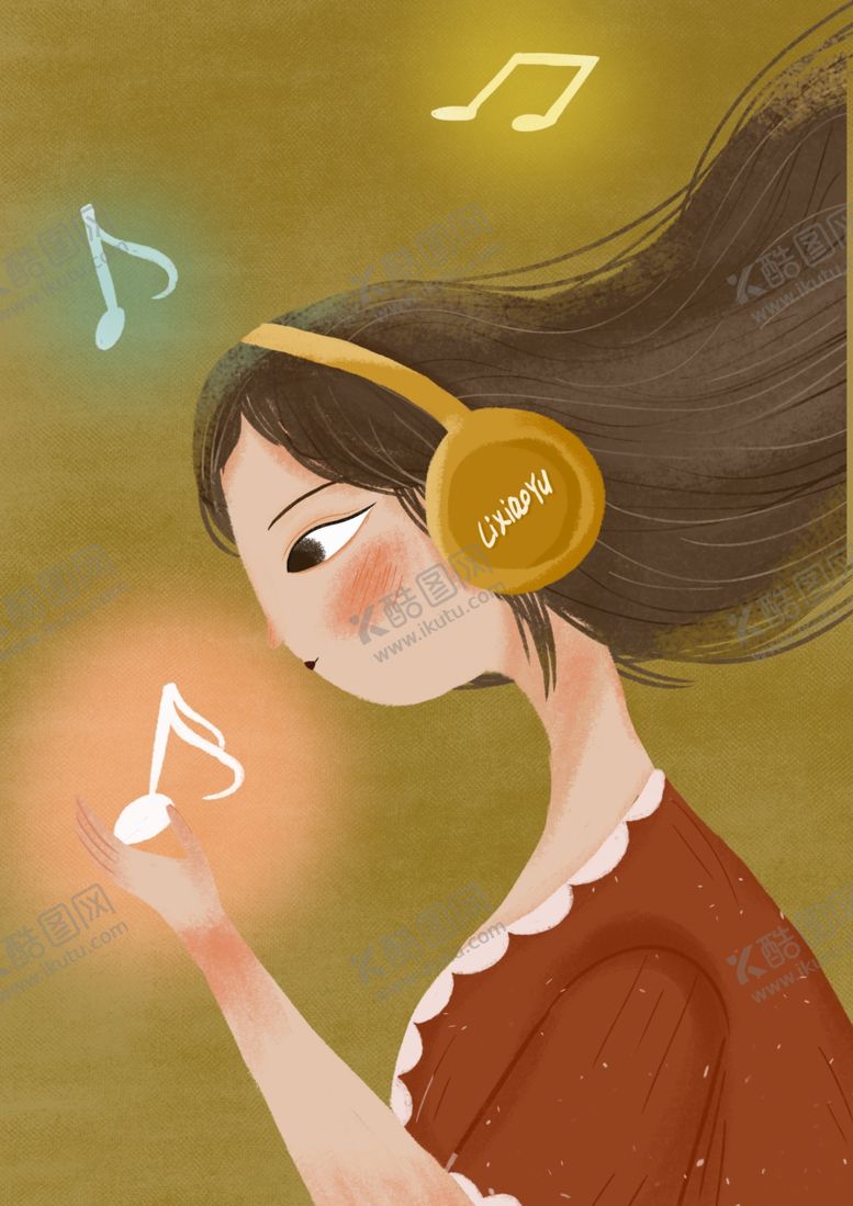编号：69997504201853169690【酷图网】源文件下载-扁平插画女孩音乐场景