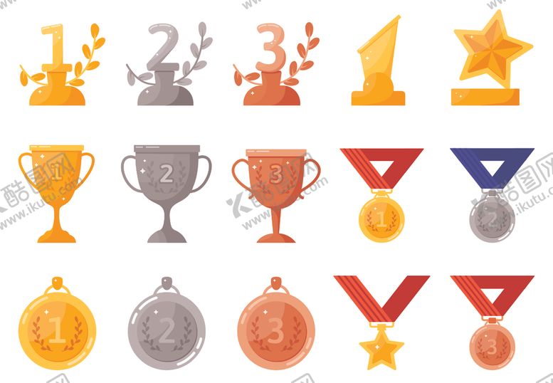 编号：66594204040055085496【酷图网】源文件下载-奖杯奖牌