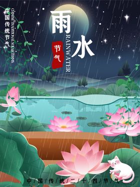雨水节海报展板素材传统日放假
