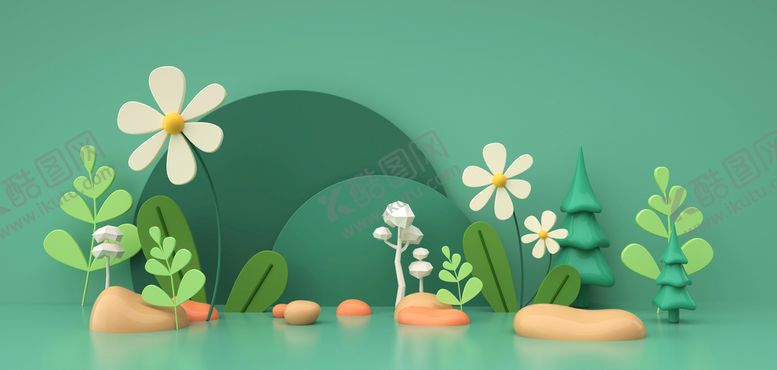 编号：48949810201420511568【酷图网】源文件下载-c4d花草 三维空间 立体花朵