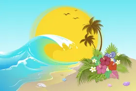 夏日海报背景度假沙滩风风