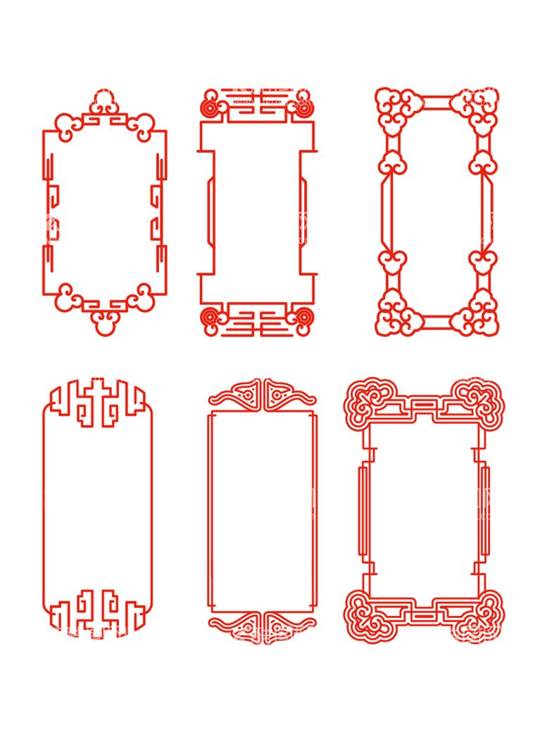 编号：86290509300355012975【酷图网】源文件下载-中国风创意花纹古典中式边框元素