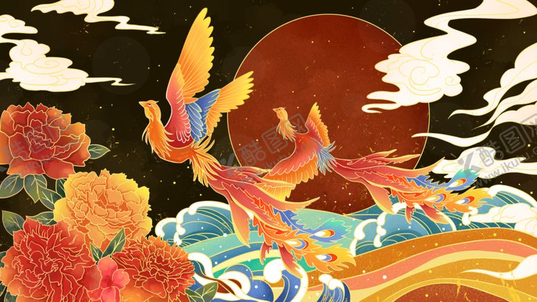 编号：32394207021815202187【酷图网】源文件下载-国潮凤凰插画