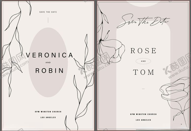 编号：81562710300701376279【酷图网】源文件下载-简约花卉婚礼请柬设计