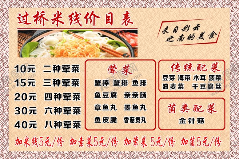 编号：98310109231124262255【酷图网】源文件下载-过桥米线菜单