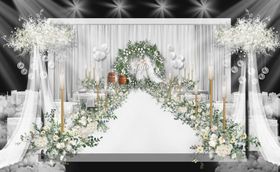 白绿花环小清新婚礼效果图