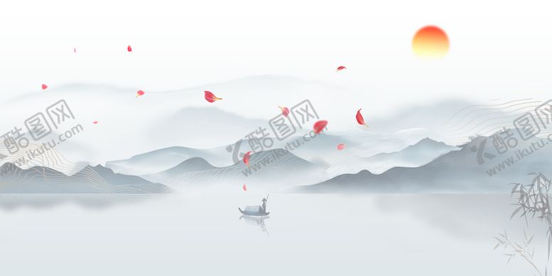 编号：57984309130701351903【酷图网】源文件下载-中式水墨山水国画江山如画