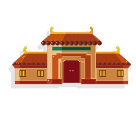 手绘古建筑