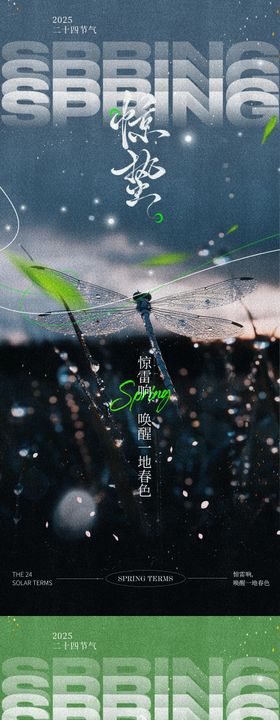 惊蛰海报春天瓢虫植物