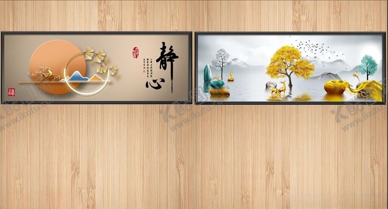 编号：65737902261924449353【酷图网】源文件下载-招财麋鹿壁画