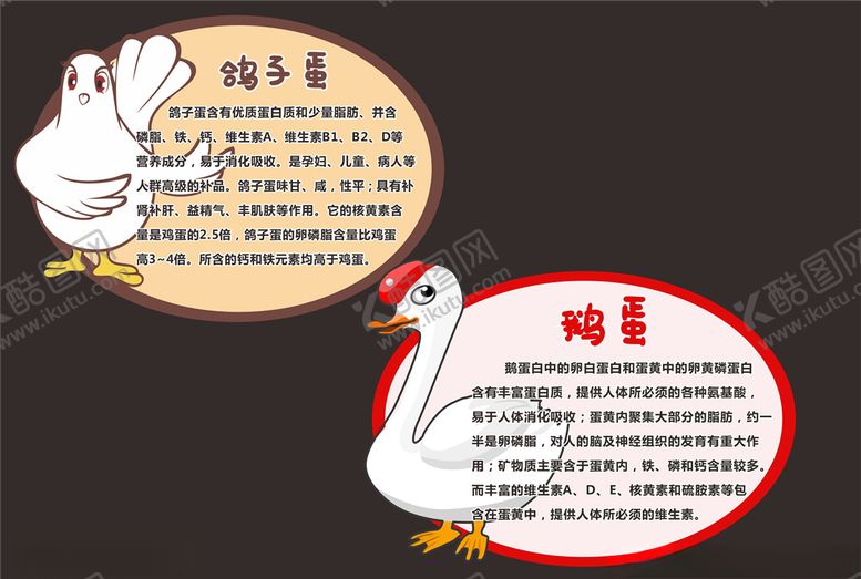 编号：51766310080348458755【酷图网】源文件下载-鸽子蛋和鹅蛋知识卡