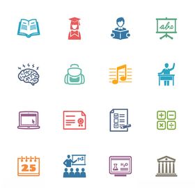 彩色商务办公教育矢量图标