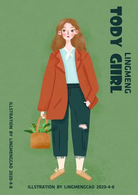 扁平购物女孩分镜插画