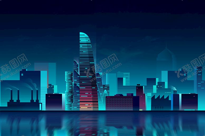 编号：24013809131313341256【酷图网】源文件下载-霓虹城市炫彩夜景城市建筑 