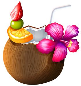椰子热带水果汁壳