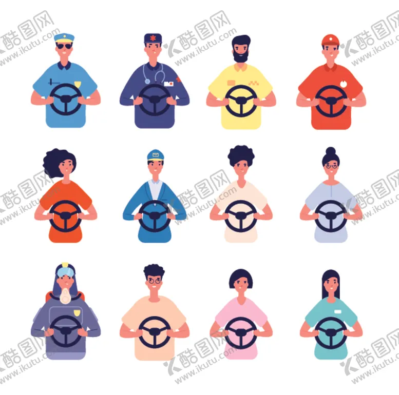 编号：27085703070447087235【酷图网】源文件下载-职业人物手握方向盘卡通插画