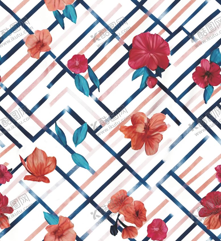 编号：60382504061104189998【酷图网】源文件下载-花卉几何图案纹理设计