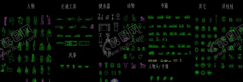 编号：29213109280707256034【酷图网】源文件下载-CAD动物健身器材