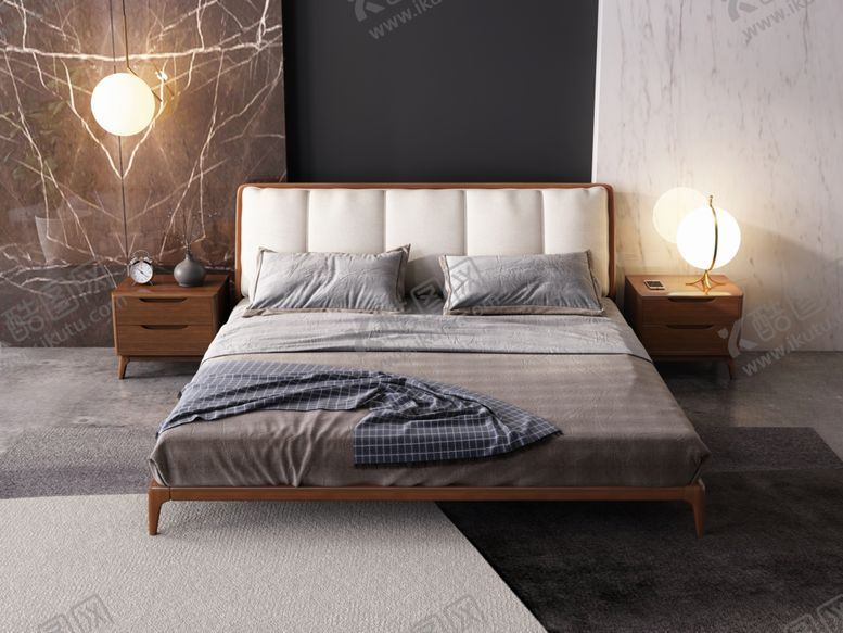 编号：19984409240222323259【酷图网】源文件下载-实木软包床