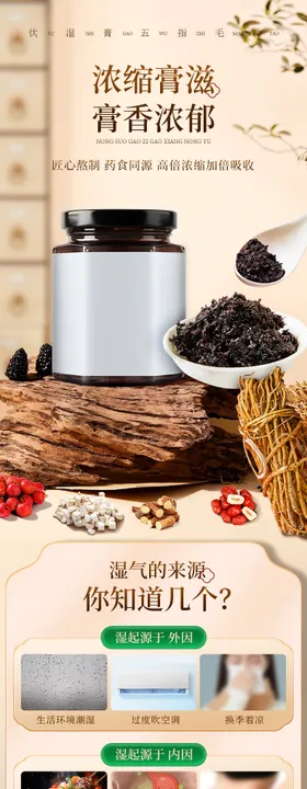 电商详情页伏湿膏模板