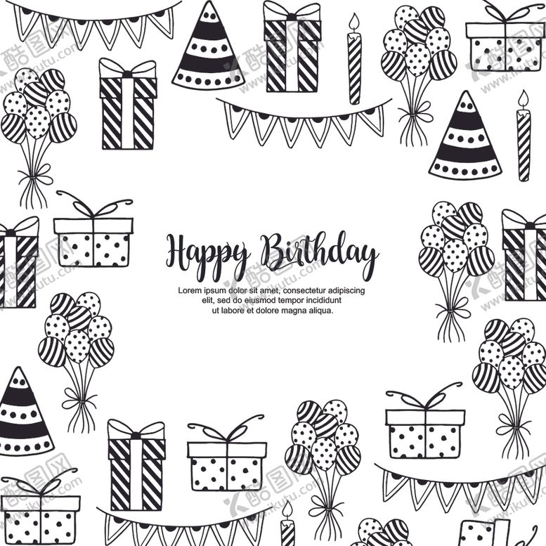 编号：73134110110816578623【酷图网】源文件下载-黑白涂鸦