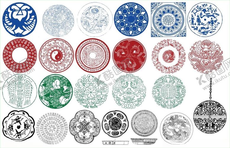 编号：34185411020449274177【酷图网】源文件下载-圆形花边圆形边框花边花纹