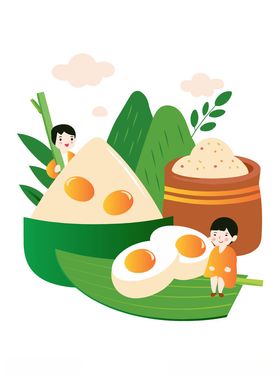 端午美食粽子与咸鸭蛋