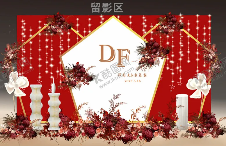 编号：43175206300403417644【酷图网】源文件下载-红色婚礼背景装饰布置