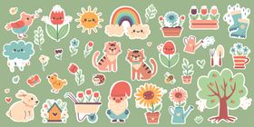 卡通动物植物图案