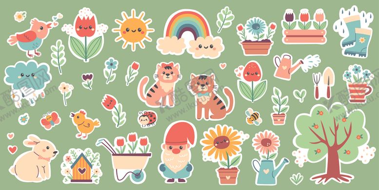 编号：87516004061246005822【酷图网】源文件下载-卡通动物植物图案