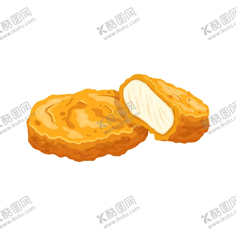 卡通炸鸡块展板素材元素插画香辣