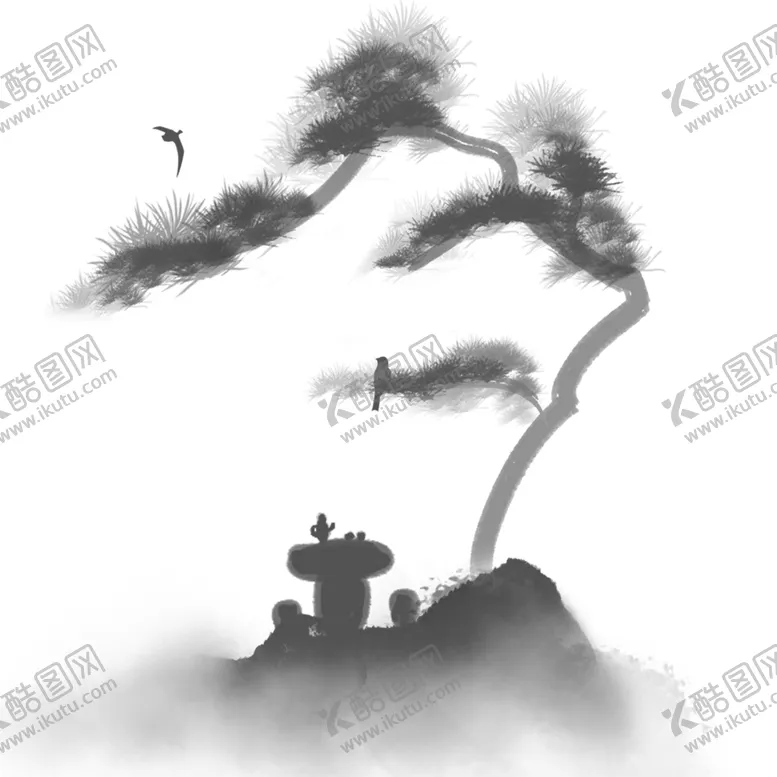 编号：81637010241713065037【酷图网】源文件下载-水墨中国风迎客松