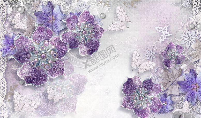 编号：81208706180810287452【酷图网】源文件下载-浮雕花珠宝花花藤背景墙