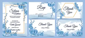 蓝色花卉婚礼请柬设计