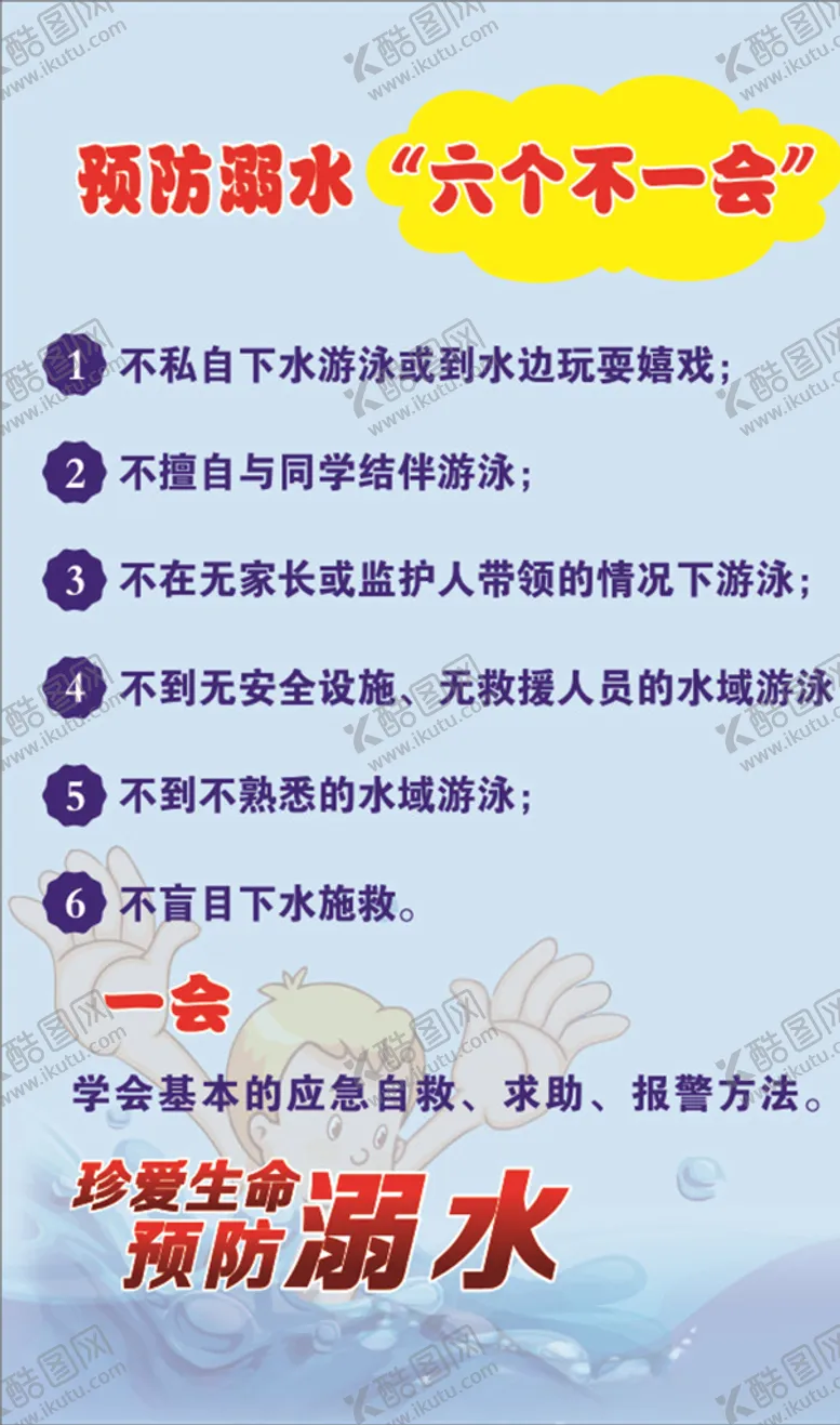 编号：57854009090401507507【酷图网】源文件下载-预防溺水“六个不一会”