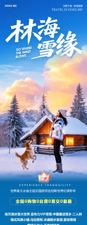 梦幻哈亚雪东北旅游海报