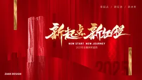 红色高级年会颁奖盛典展板