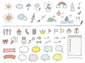 手绘社交互动元素集合