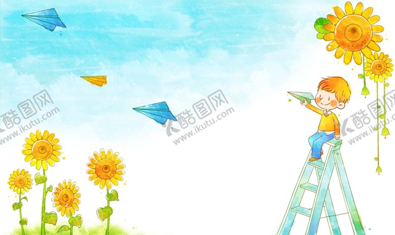 编号：22821409130625026890【酷图网】源文件下载-纸飞机向日葵