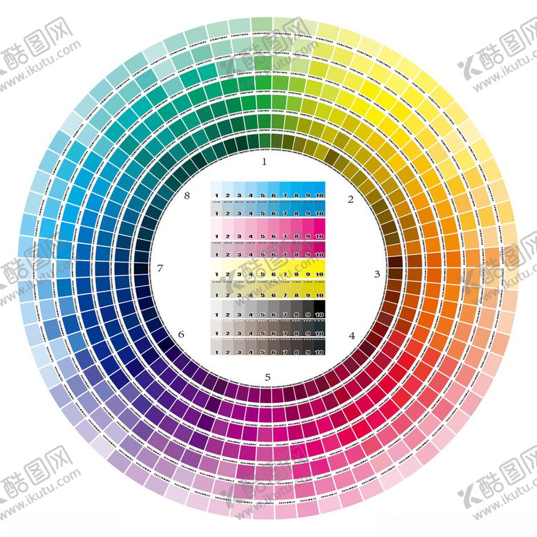 编号：55428602131538206075【酷图网】源文件下载-cmyk环形印刷色卡