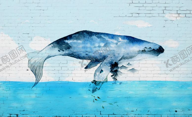 编号：69046209260627436628【酷图网】源文件下载-手绘海洋鲸鱼装饰画